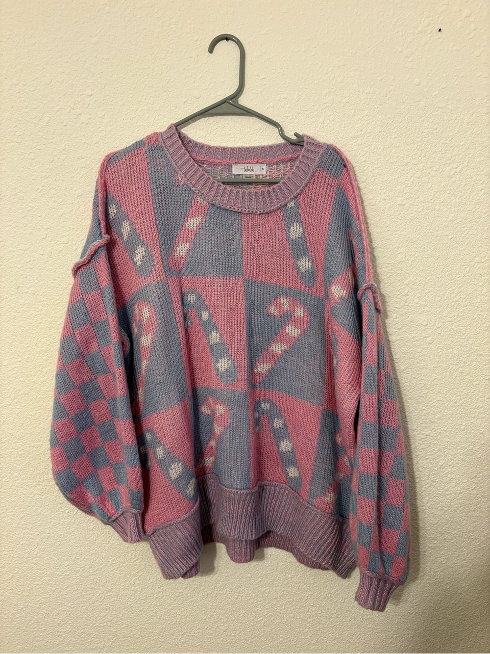 Shop Talulah Women's Pink & Lavender Candy Cane Pattern Sweater